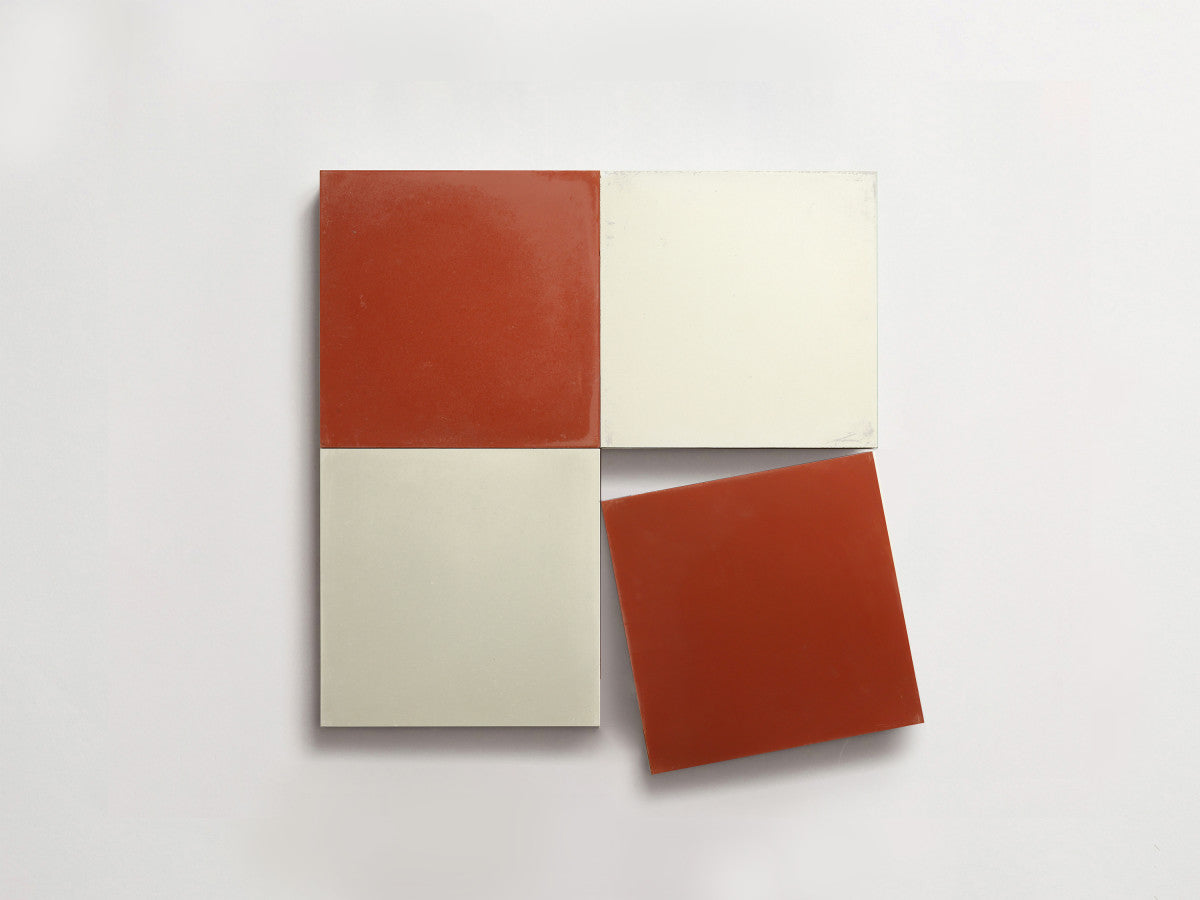 Cement Checkerboard Tile Bundle 4x4 White, Red.