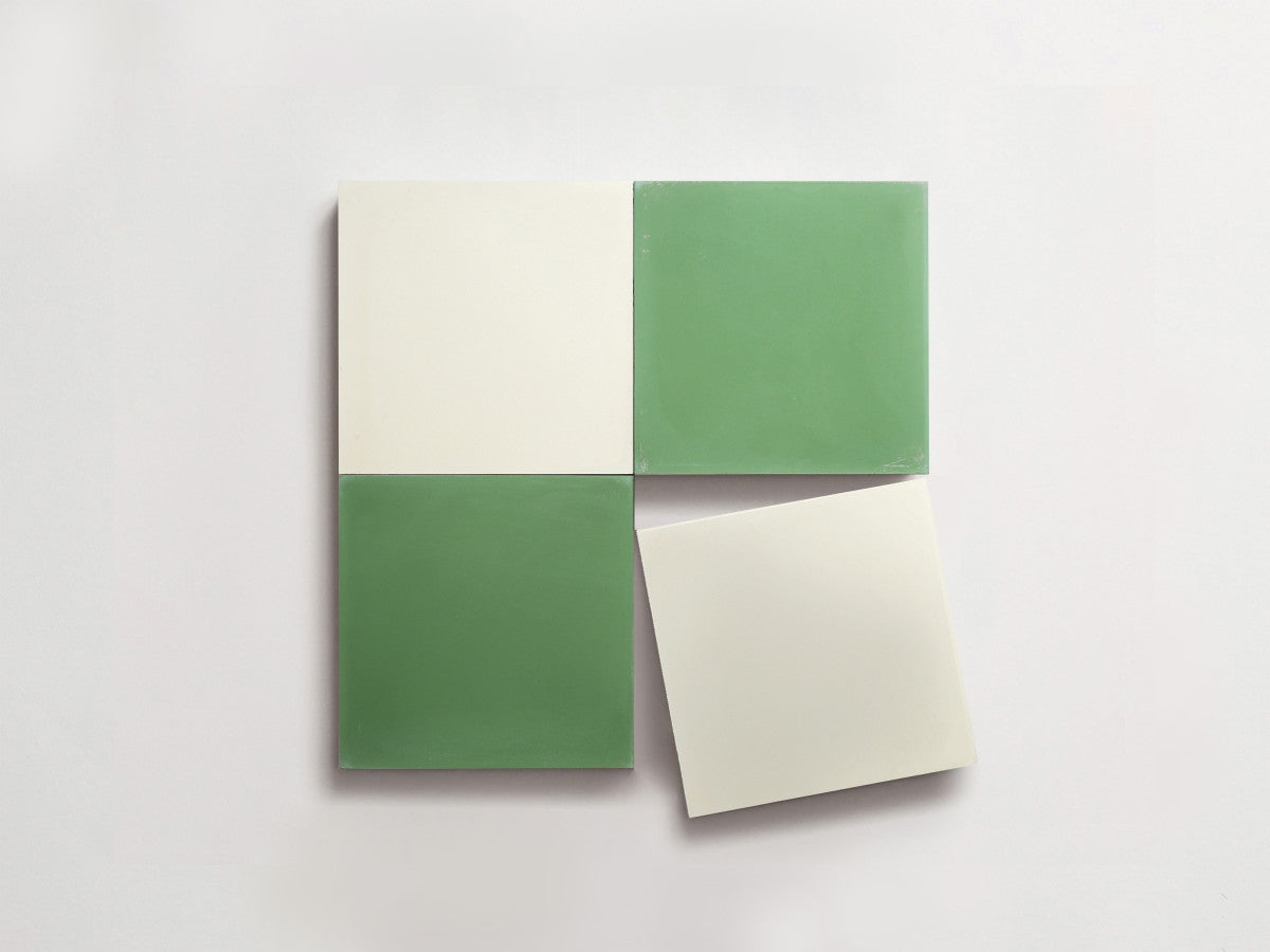Cement Checkerboard Tile Bundle 4x4 White, Green.