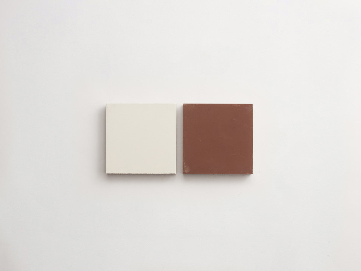 Cement Checkerboard Tile Bundle 4x4 White, Chestnut Brown.