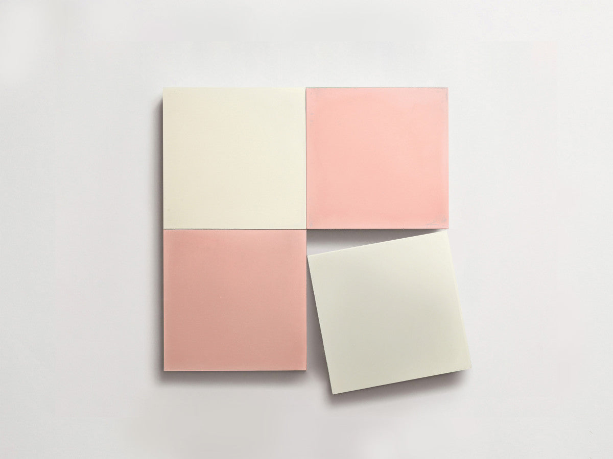 Cement Checkerboard Tile Bundle 4x4 White, Pink.