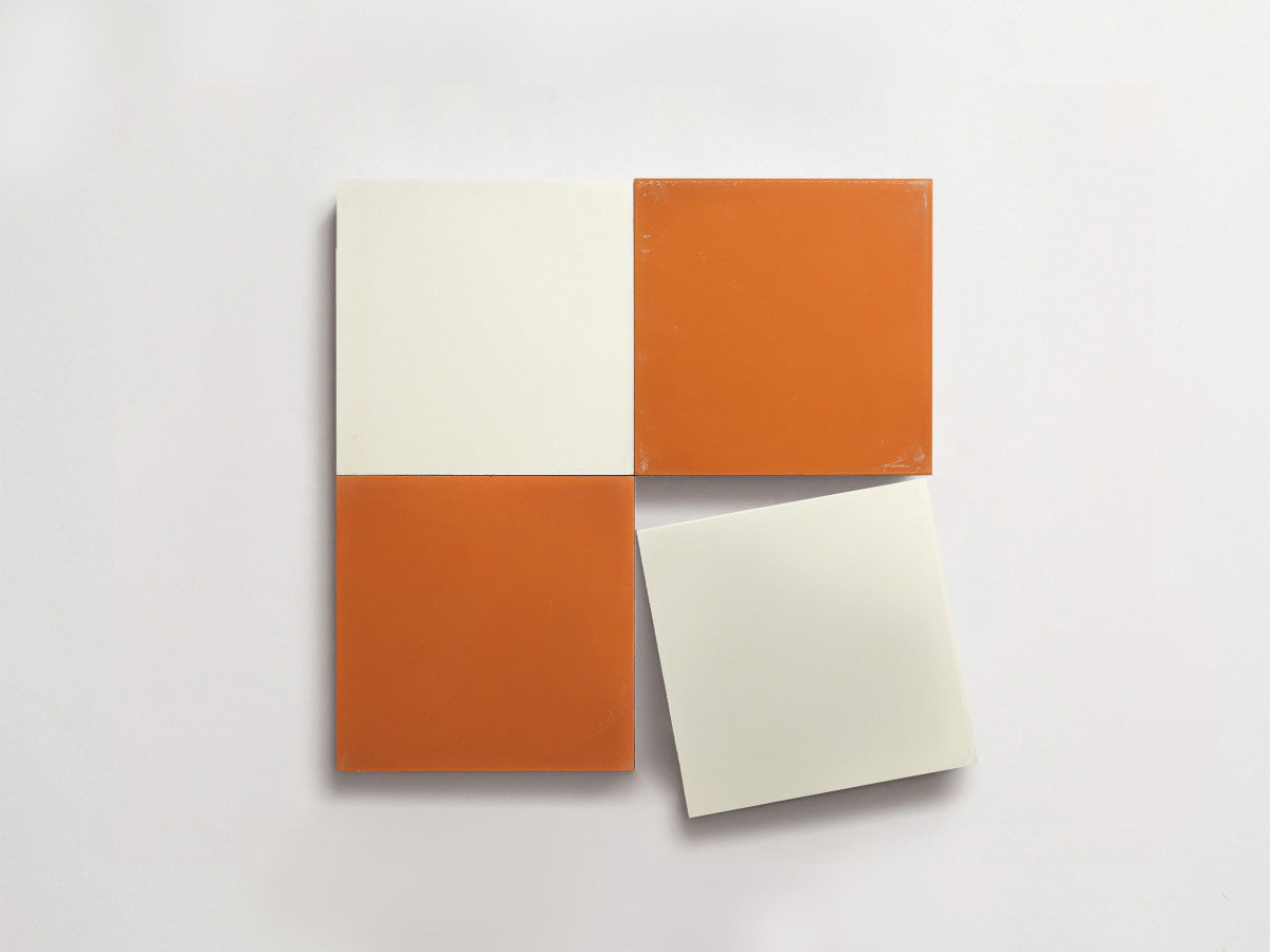 Cement Checkerboard Tile Bundle 4x4 Orange, White.