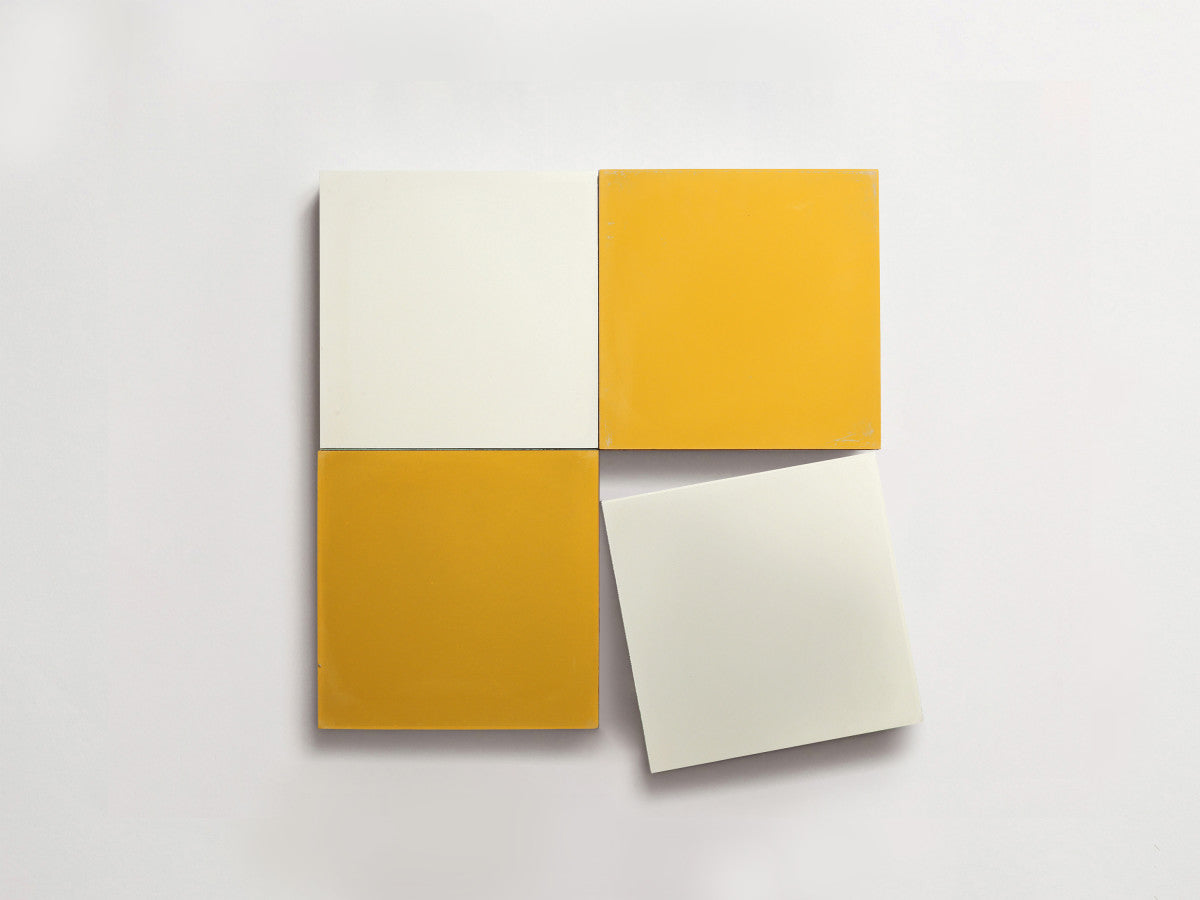 Cement Checkerboard Tile Bundle 4x4 Yellow, White.