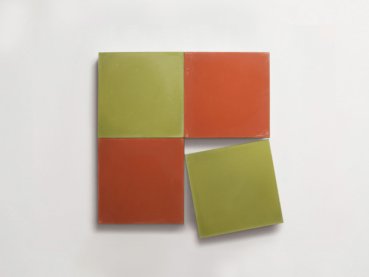 Cement Checkerboard Tile Bundle 4x4 Green, Red.