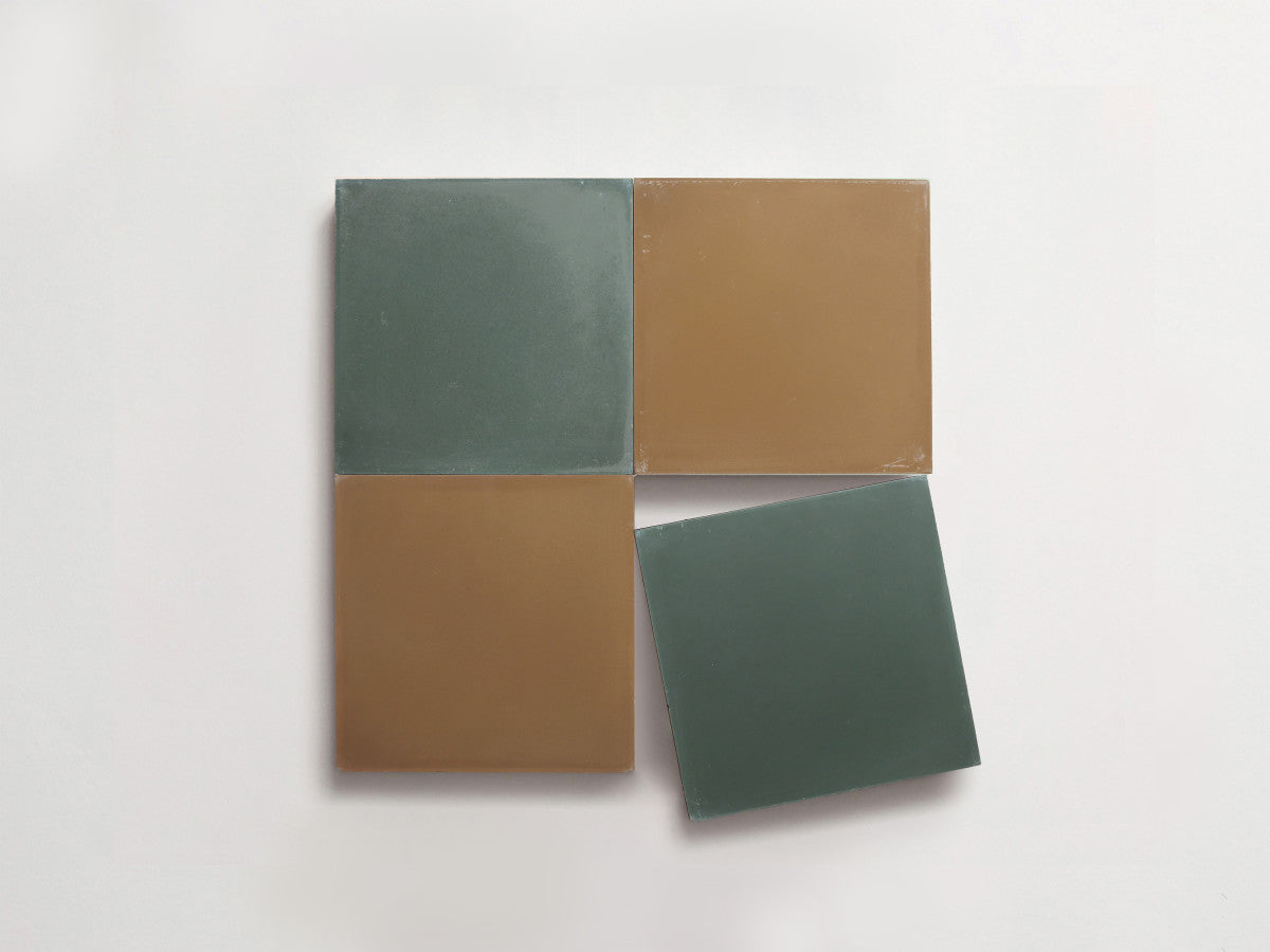 Cement Checkerboard Tile Bundle 4x4 Green, Brown.