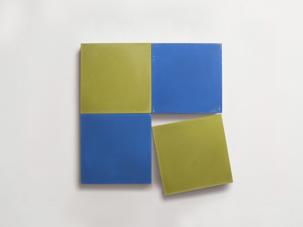Cement Checkerboard Tile Bundle 4x4 Blue, Olive Green.