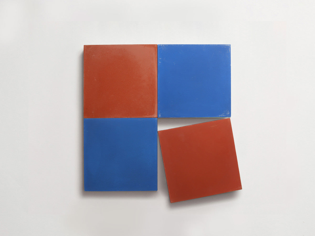 Cement Checkerboard Tile Bundle 4x4 Blue, Red.