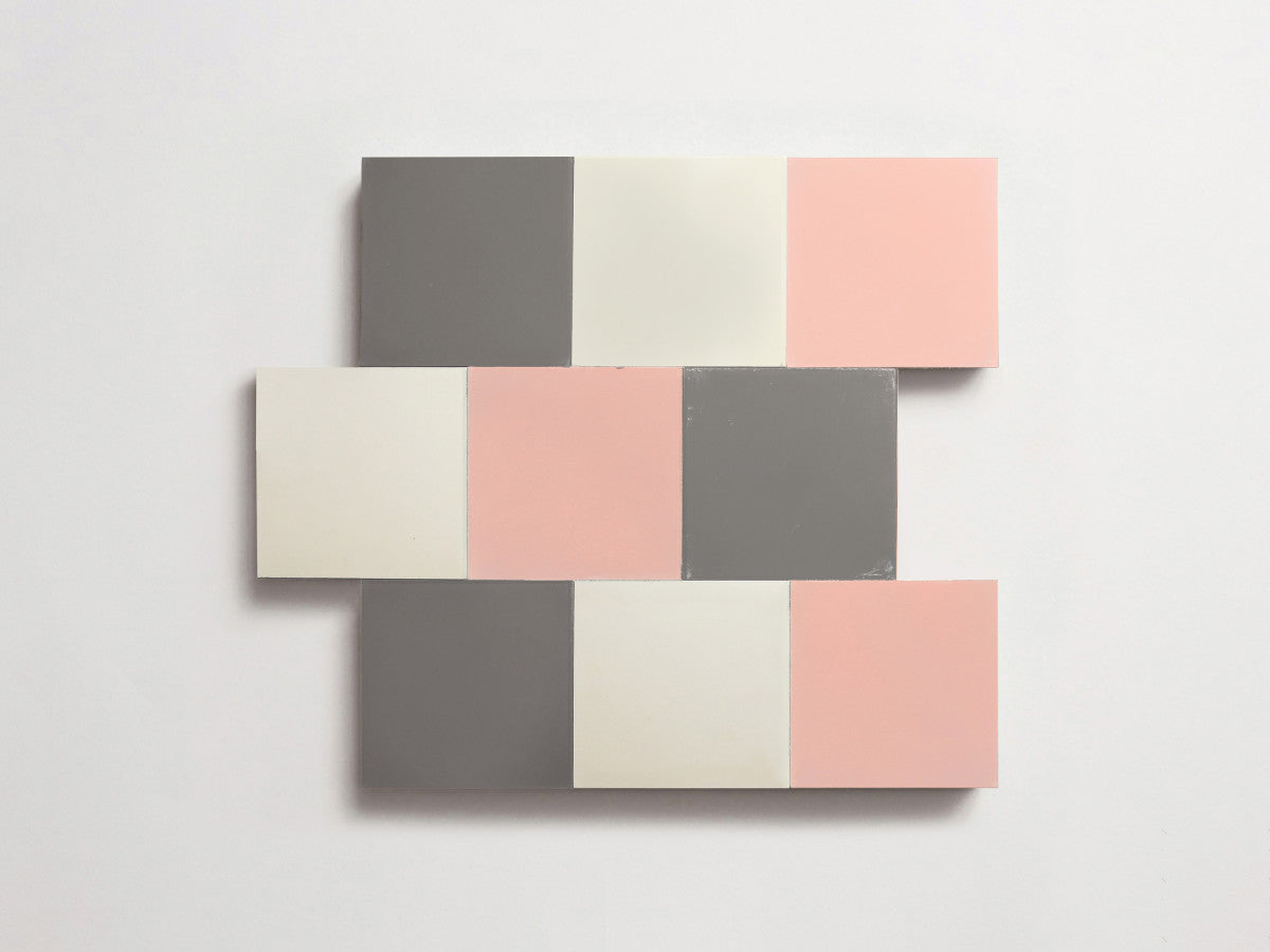 Cement Checkerboard Tile Trio 4x4 Grey, White, Pink.