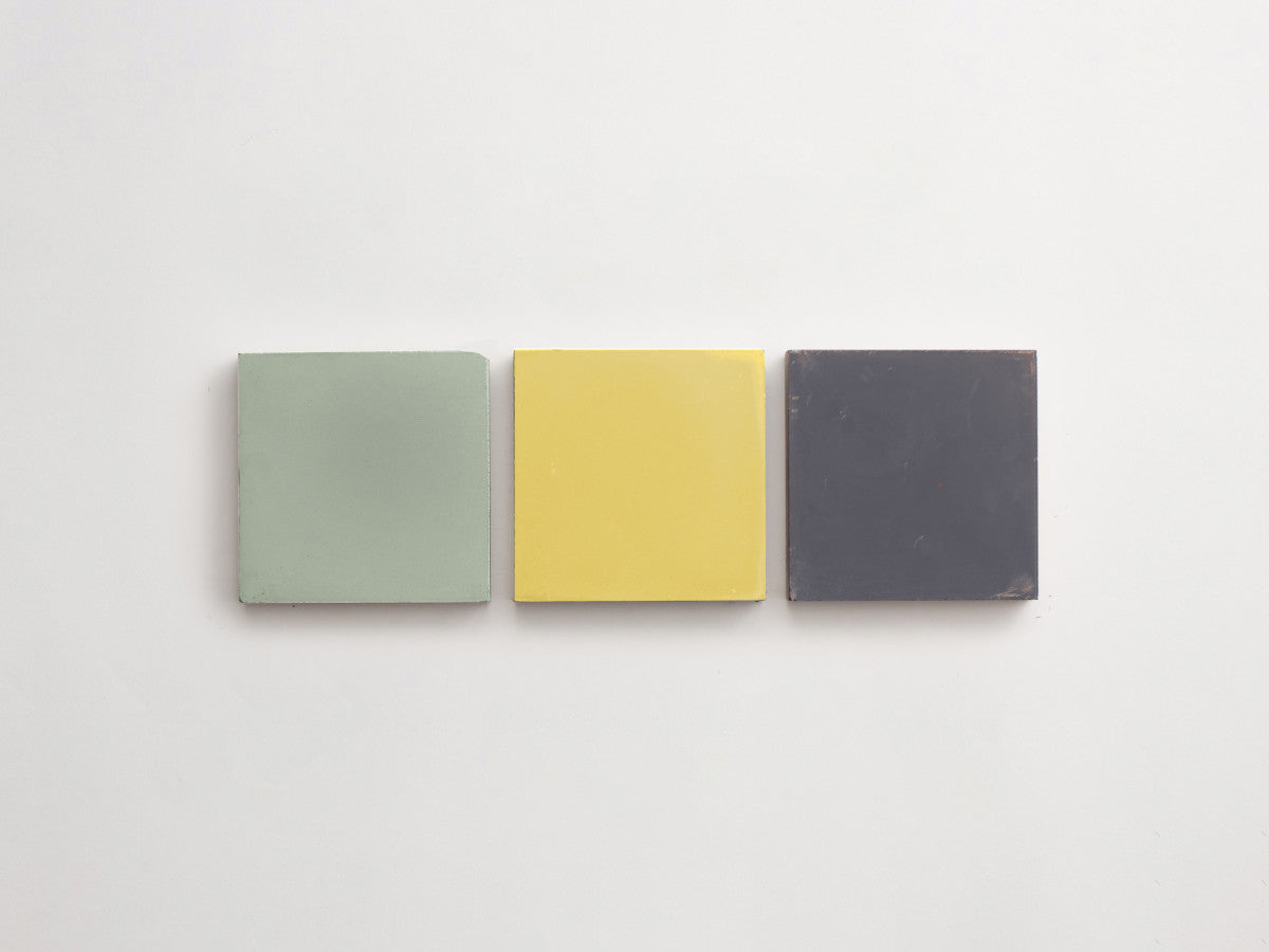 Cement Checkerboard Tile Trio 4x4 Yellow, Green, Grey.