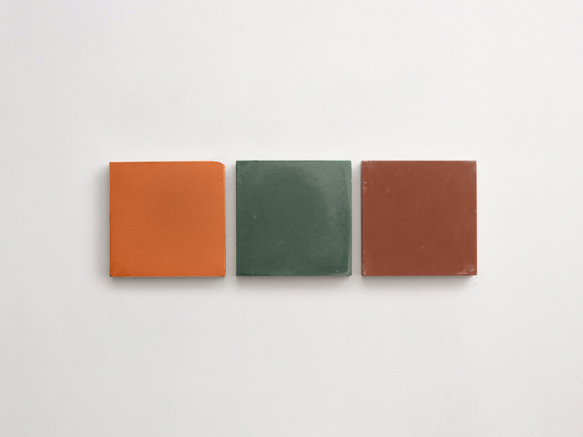 Cement Checkerboard Tile Trio 4x4 Green, Brown.