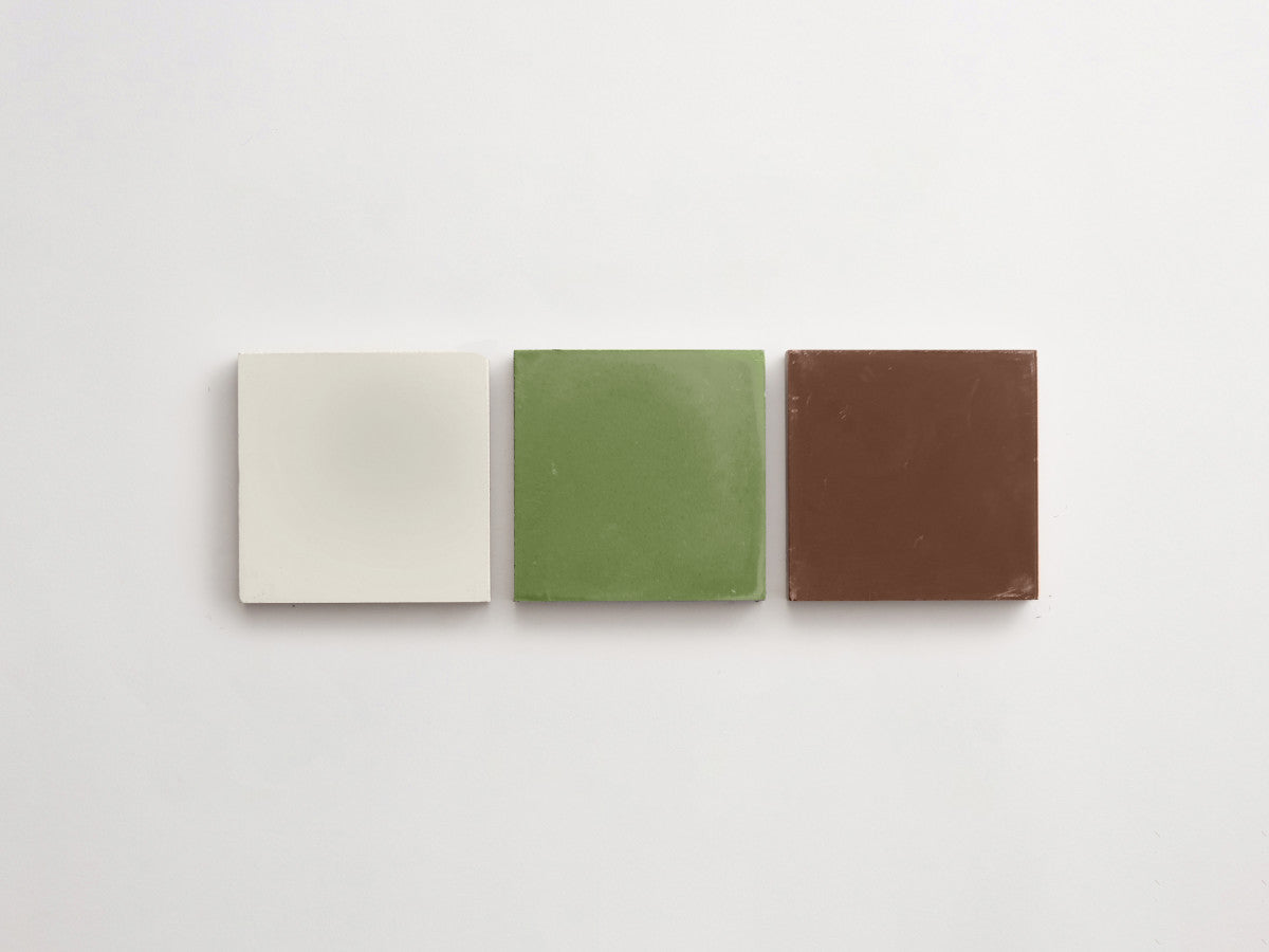 Cement Checkerboard Tile Trio 4x4 Brown, Green, White.