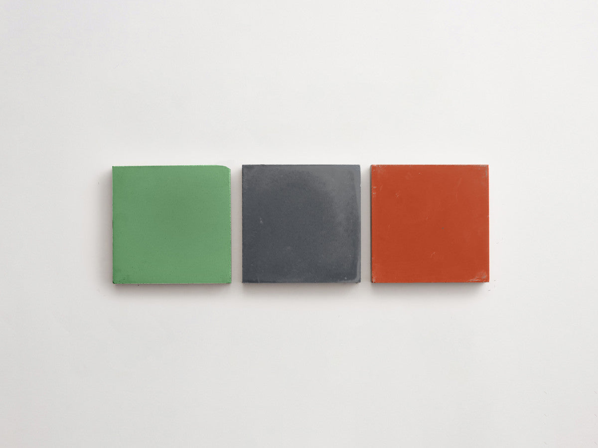 Cement Checkerboard Tile Trio 4x4 Red, Green, Blue.