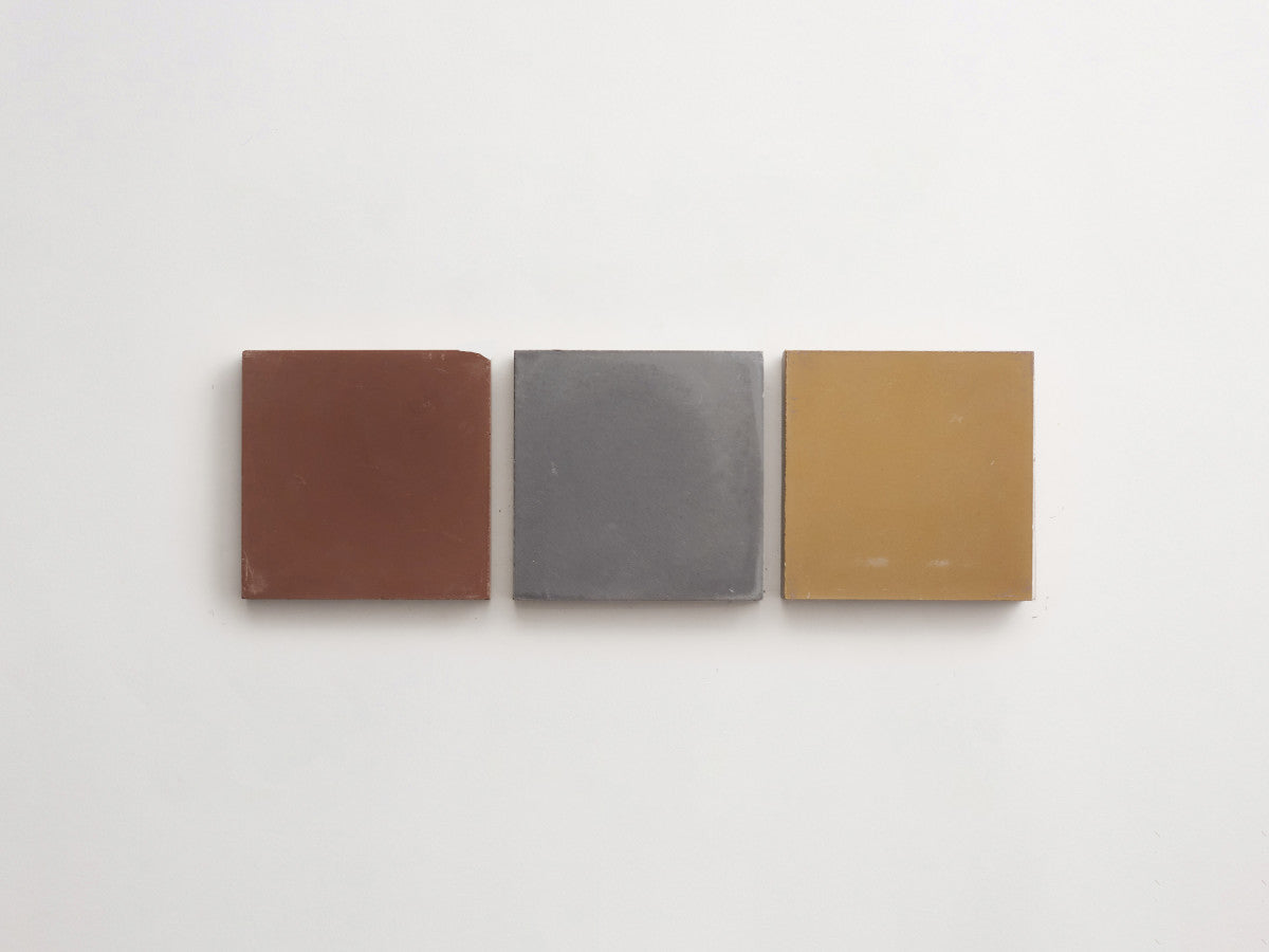 Cement Checkerboard Tile Trio 4x4 Brown, Grey, Tan.