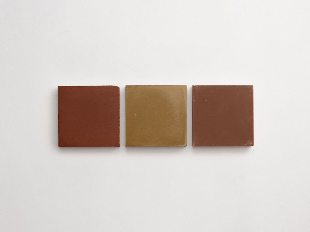 Cement Checkerboard Tile Trio 4x4 Brown, Tan, Maroon.