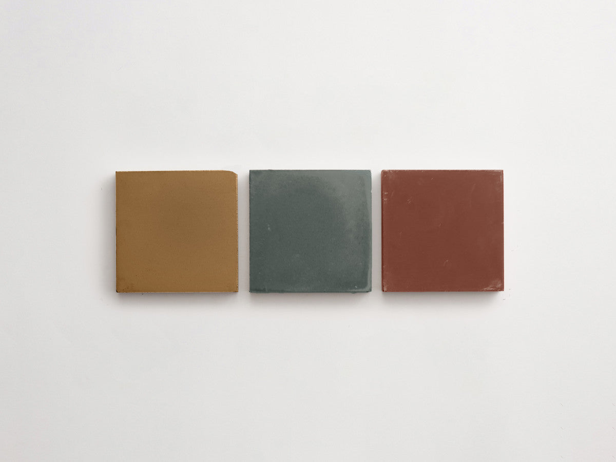 Cement Checkerboard Tile Trio 4x4 Brown, Green, Tan.