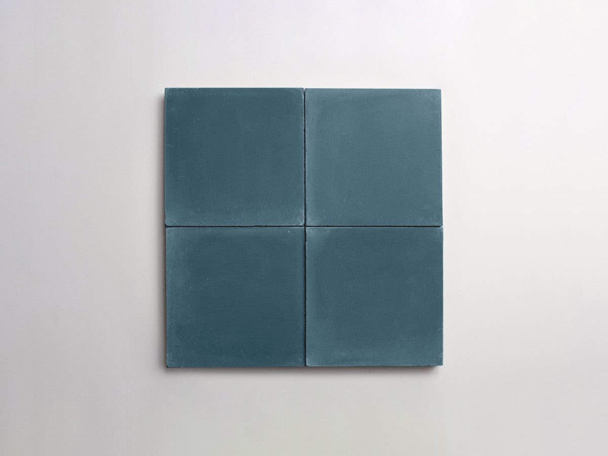 Cement tile solid colors 4x4 Square Mallard Blue.