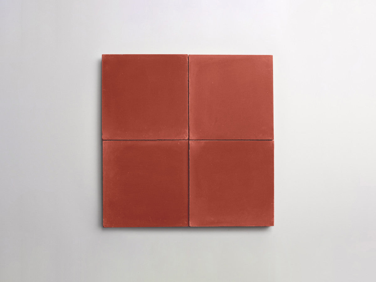 Cement tile solid colors 4x4 Square Flame Red.