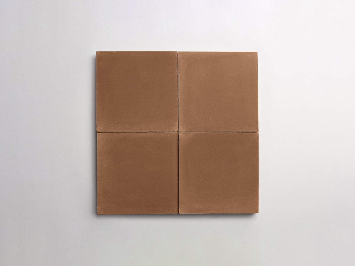 Cement tile solid colors 4x4 Square Umber Brown.