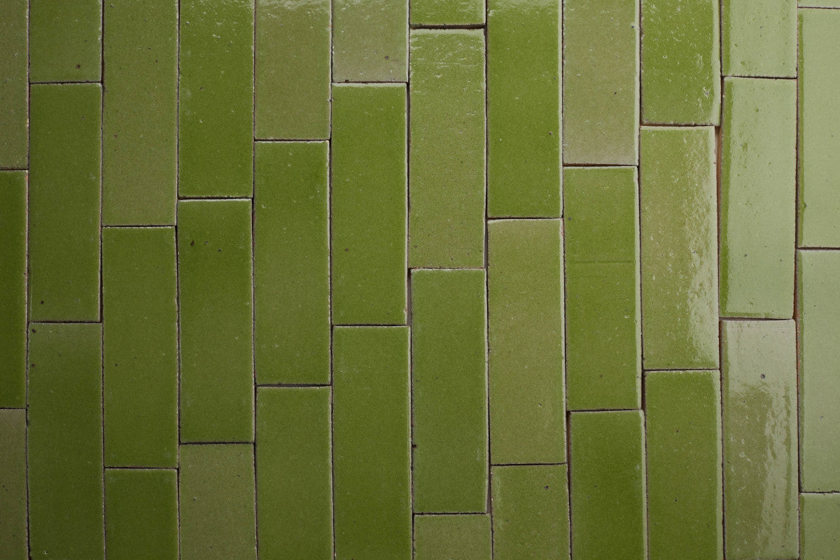 Glazed thin brick 2½x8 Catskill Clove Green guild.