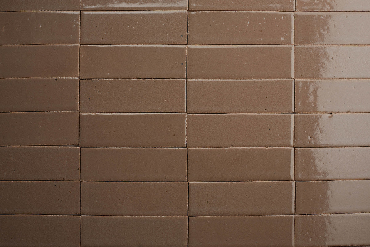 Glazed thin brick 2½x8 Olana Tan Brown guild.