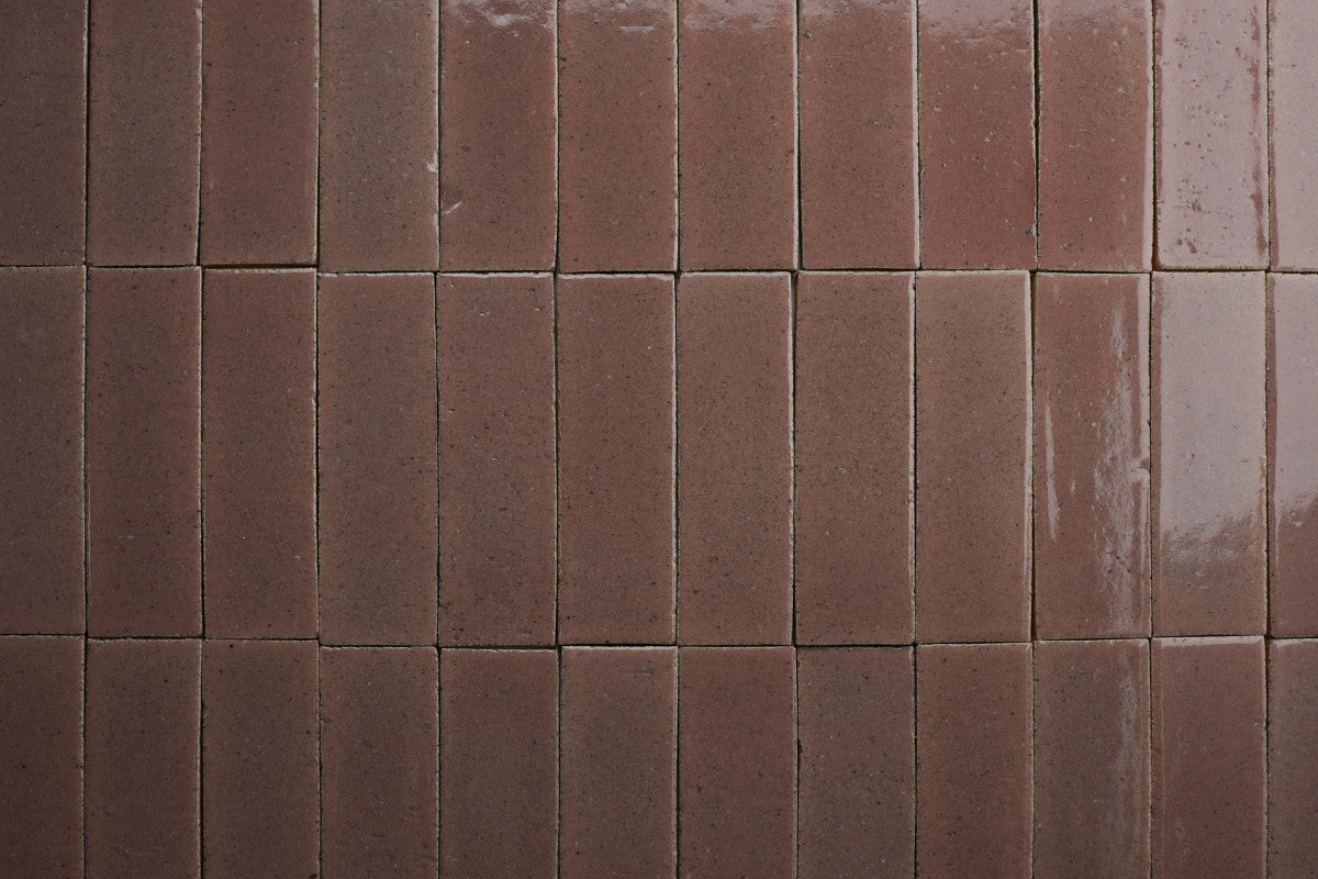 Glazed thin brick 2½x8 Rose Madder Pink guild.