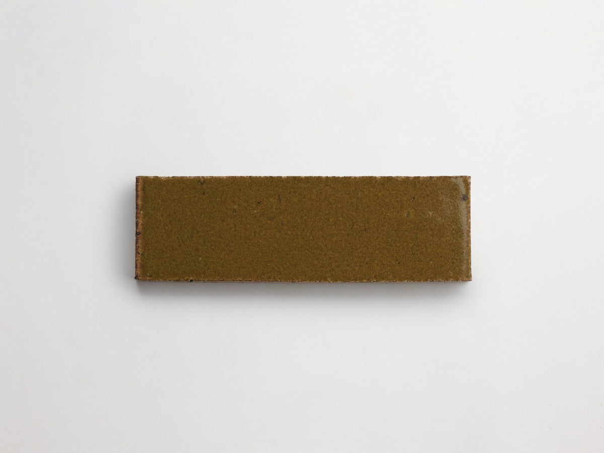 Glazed thin brick 2½x8 Mink Hollow Brown, Yellow guild.