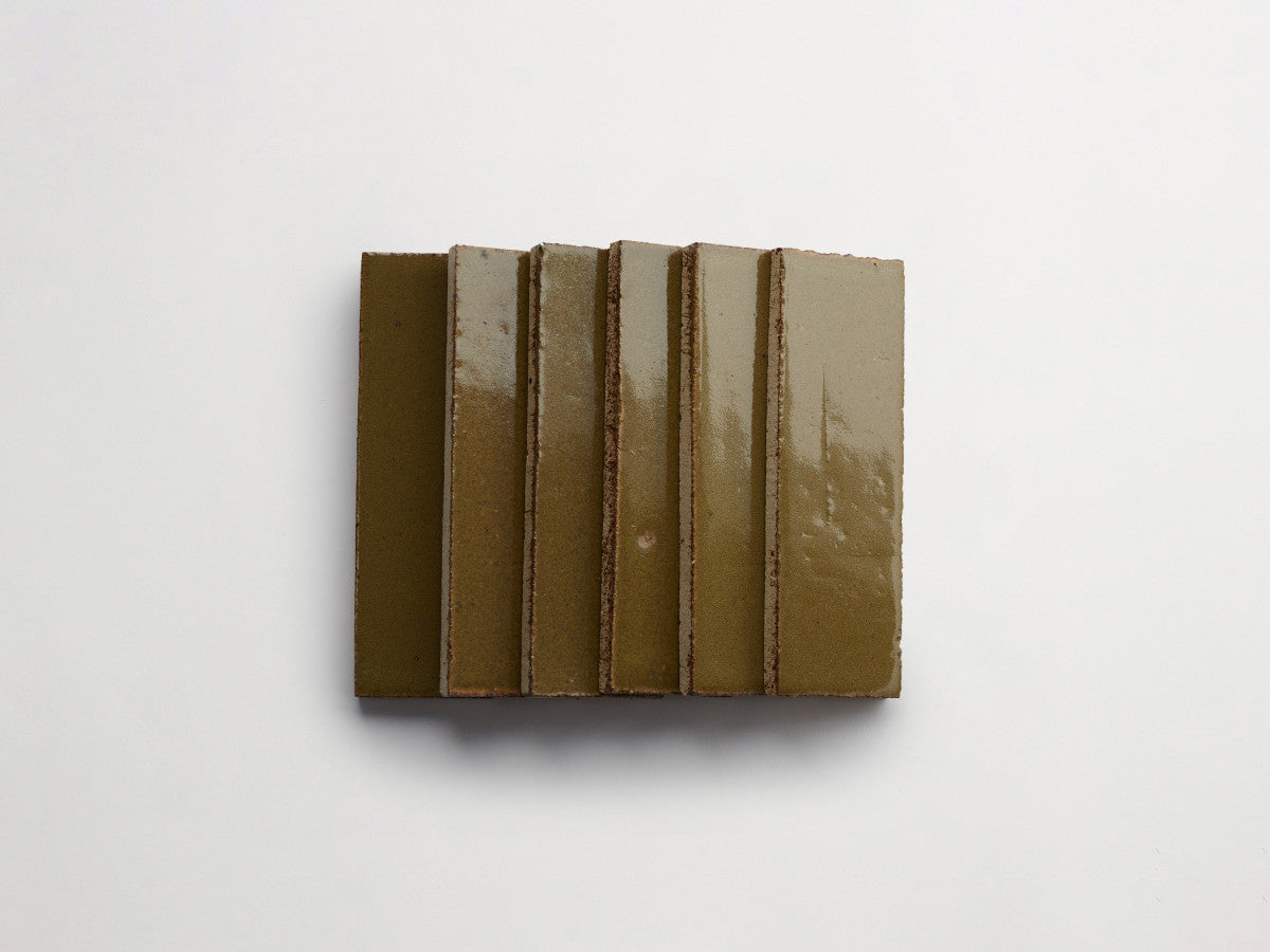 Glazed thin brick 2½x8 Mink Hollow Brown, Yellow guild.