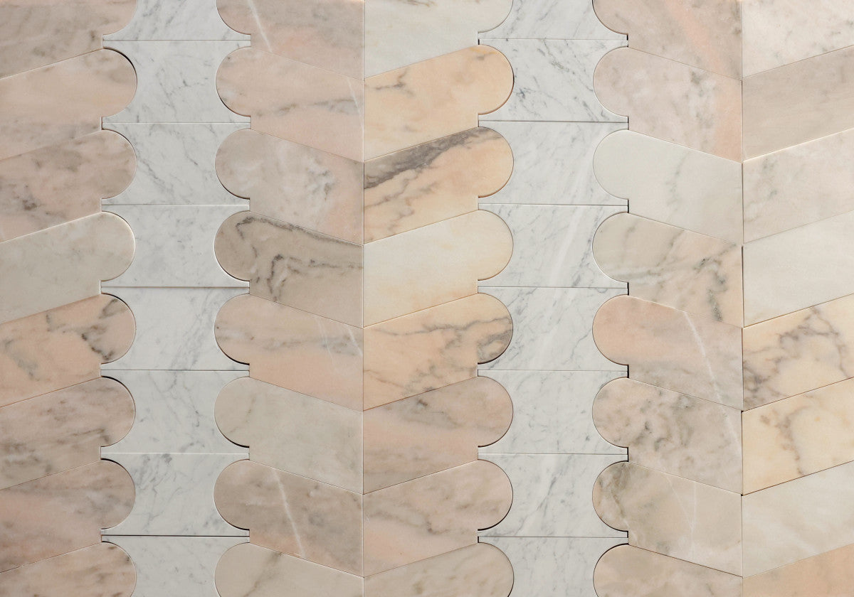 Italian Stone Mosaic Tile for Floor Cristina Celestino Pink.