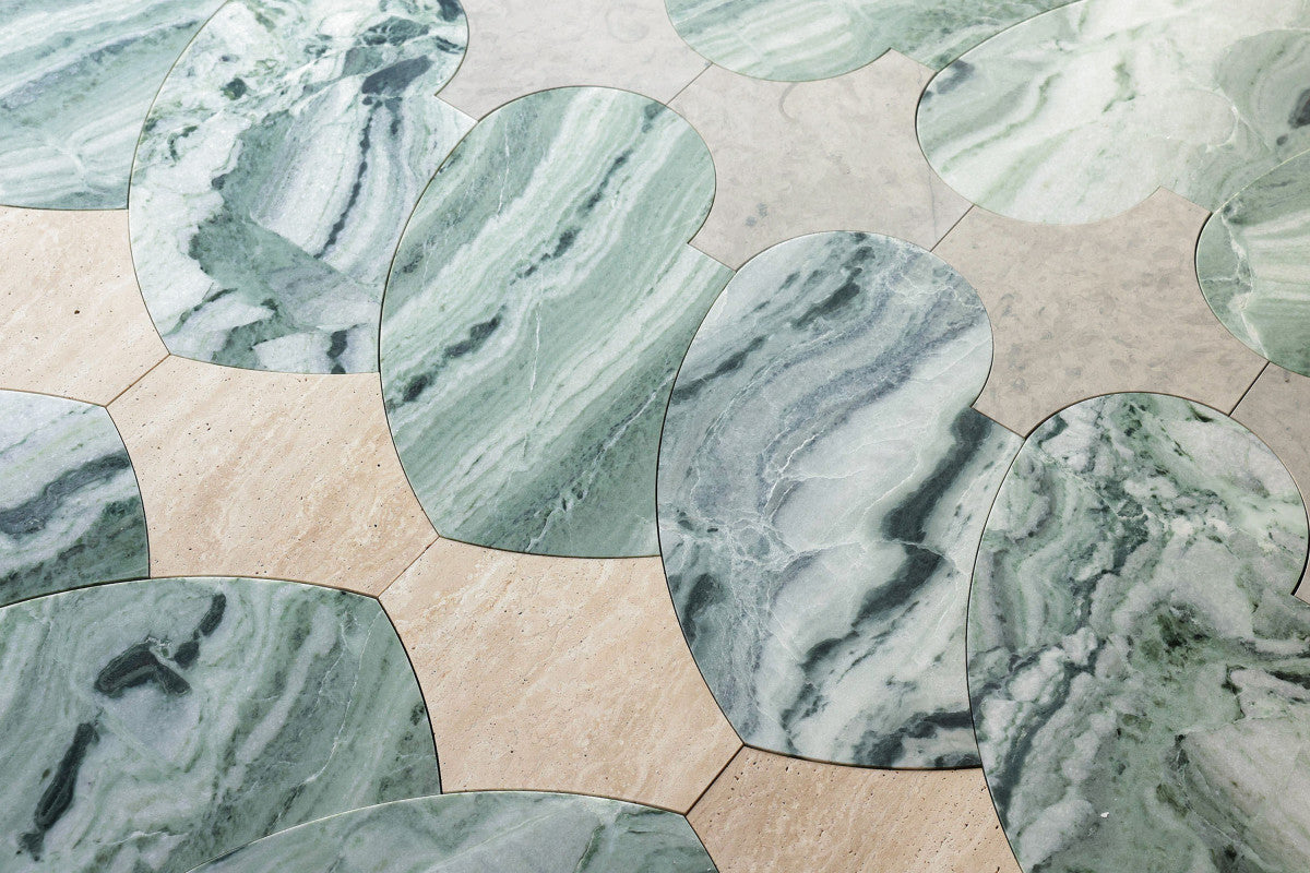Italian Stone Mosaic Tile for Floor Cristina Celestino Green.