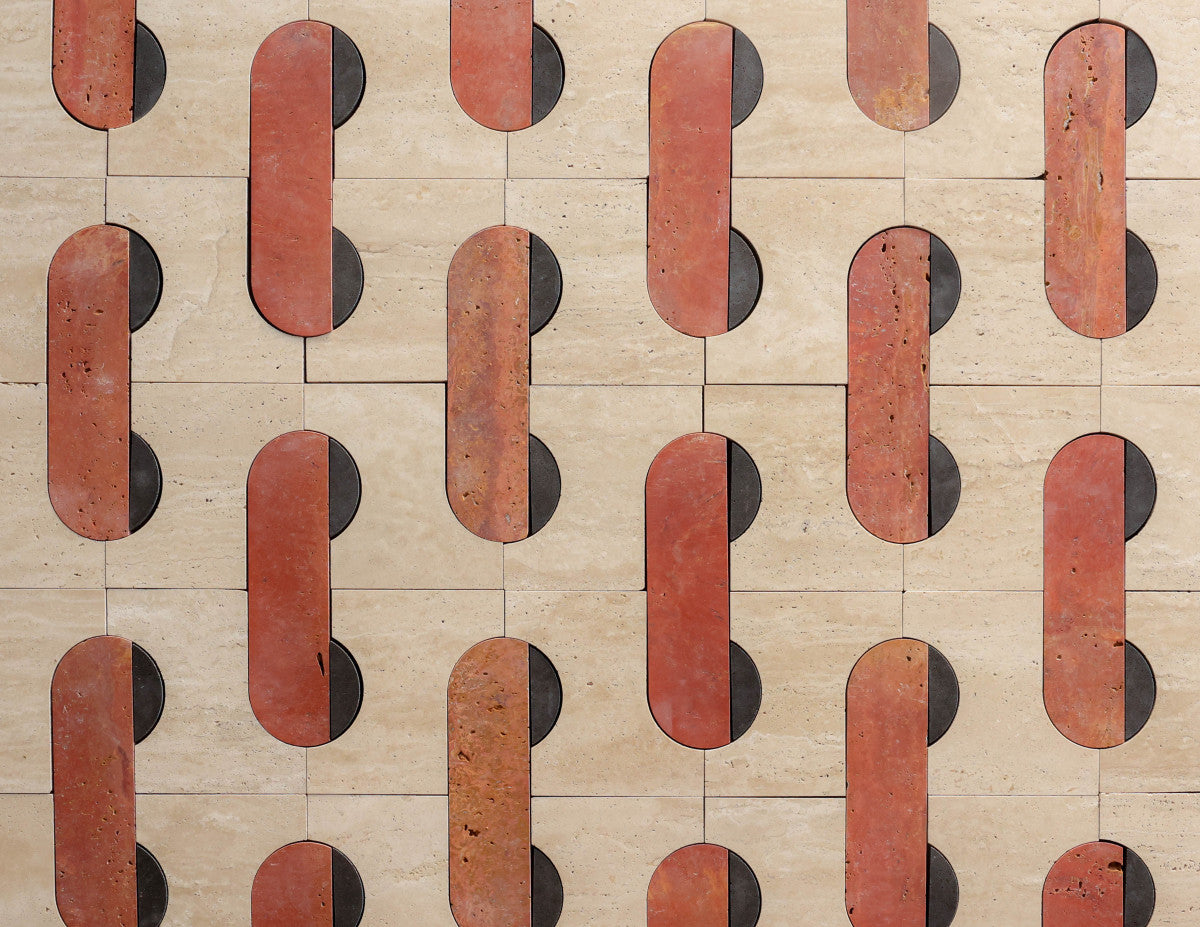 Italian Stone Mosaic Tile for Floor Cristina Celestino Red.