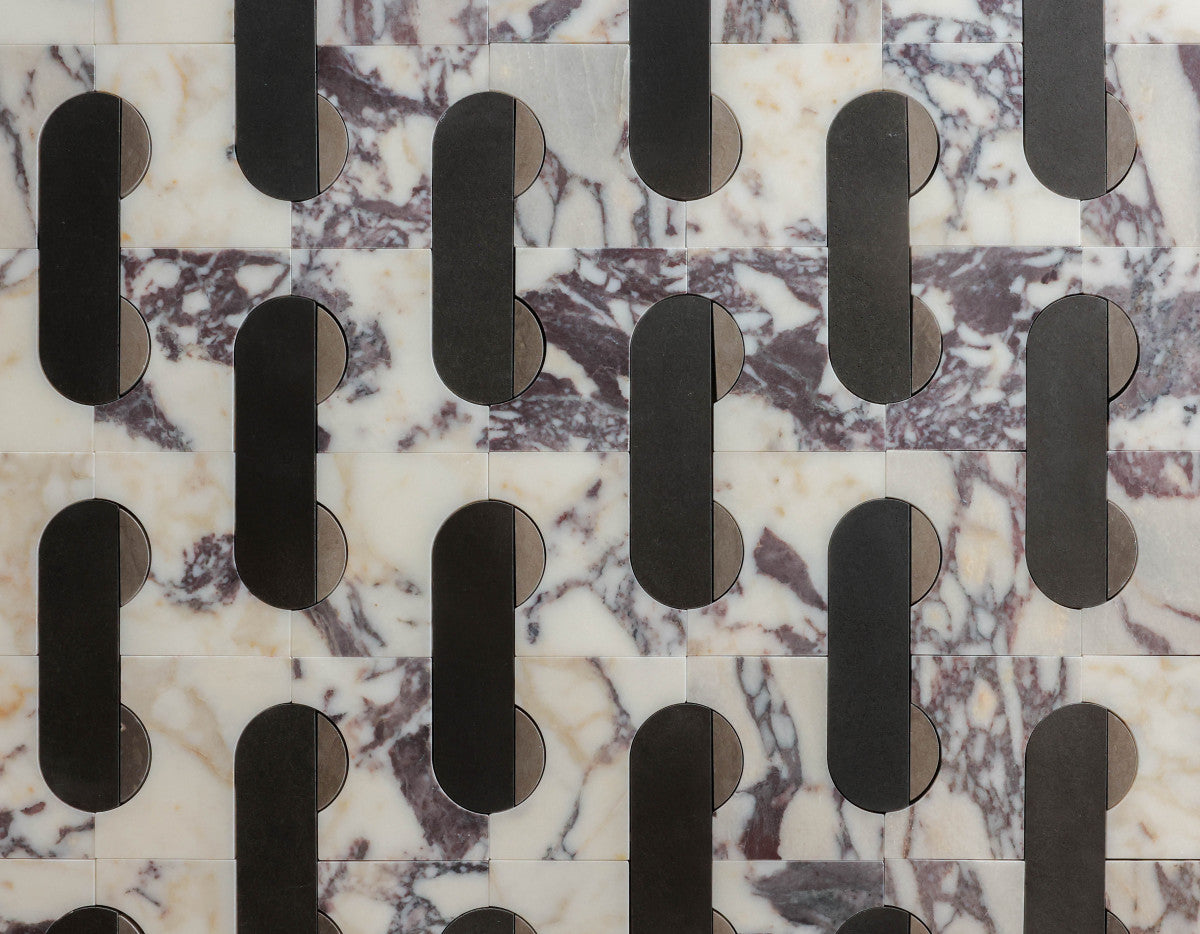 Italian Stone Mosaic Tile for Floor Cristina Celestino Black.