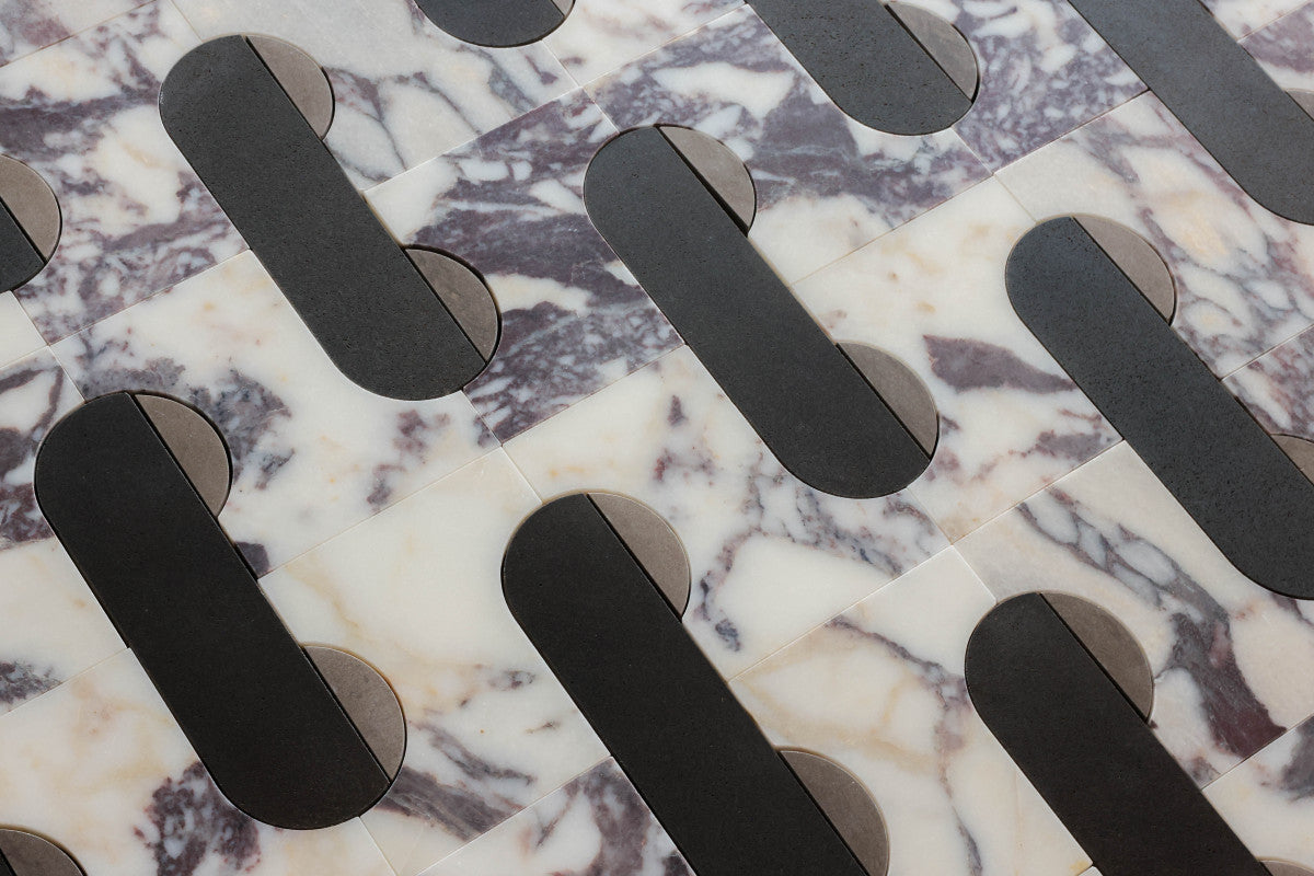 Italian Stone Mosaic Tile for Floor Cristina Celestino Black.