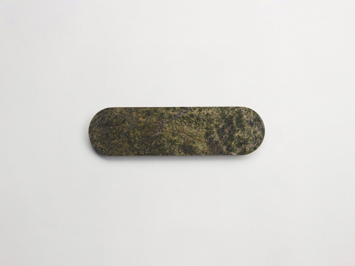 Lapidary stone tile 8½ x 2⅜ Oval Galician Green Honed.