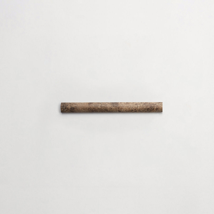 A single brown cylindrical object, resembling a stone rod, is centered against a plain white background.