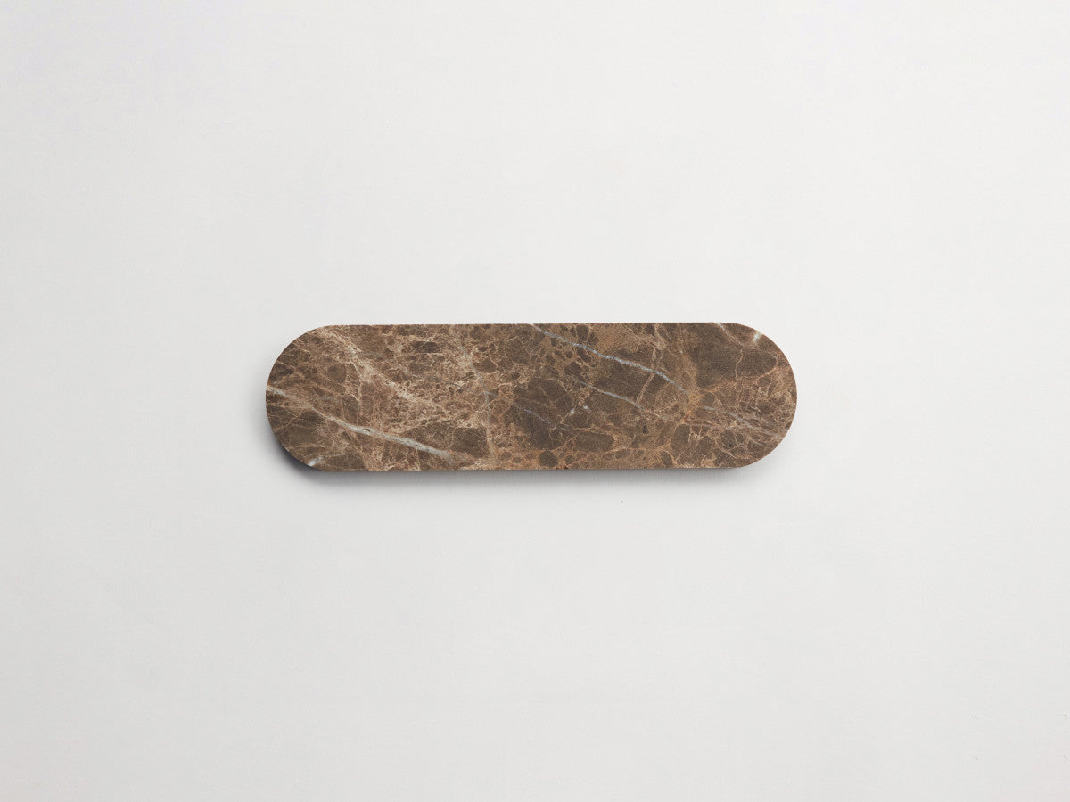 Lapidary stone tile 8½ x 2⅜ Oval Long Brown Honed.