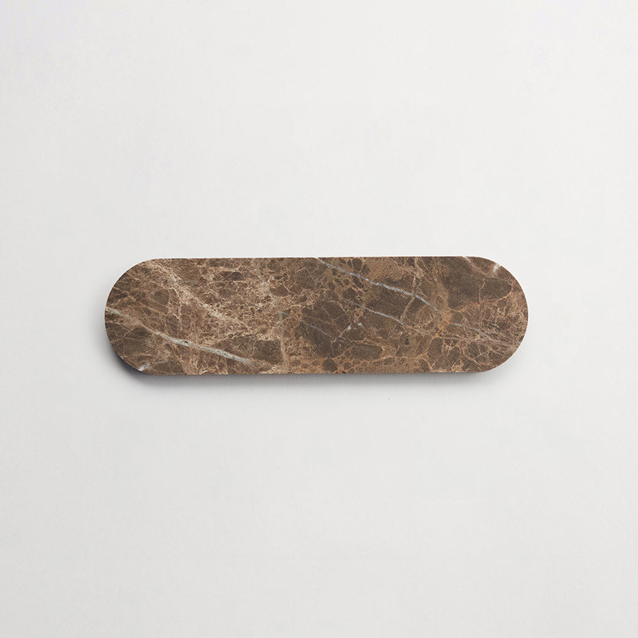 Lapidary stone tile 8½ x 2⅜ Oval Long Brown Honed.