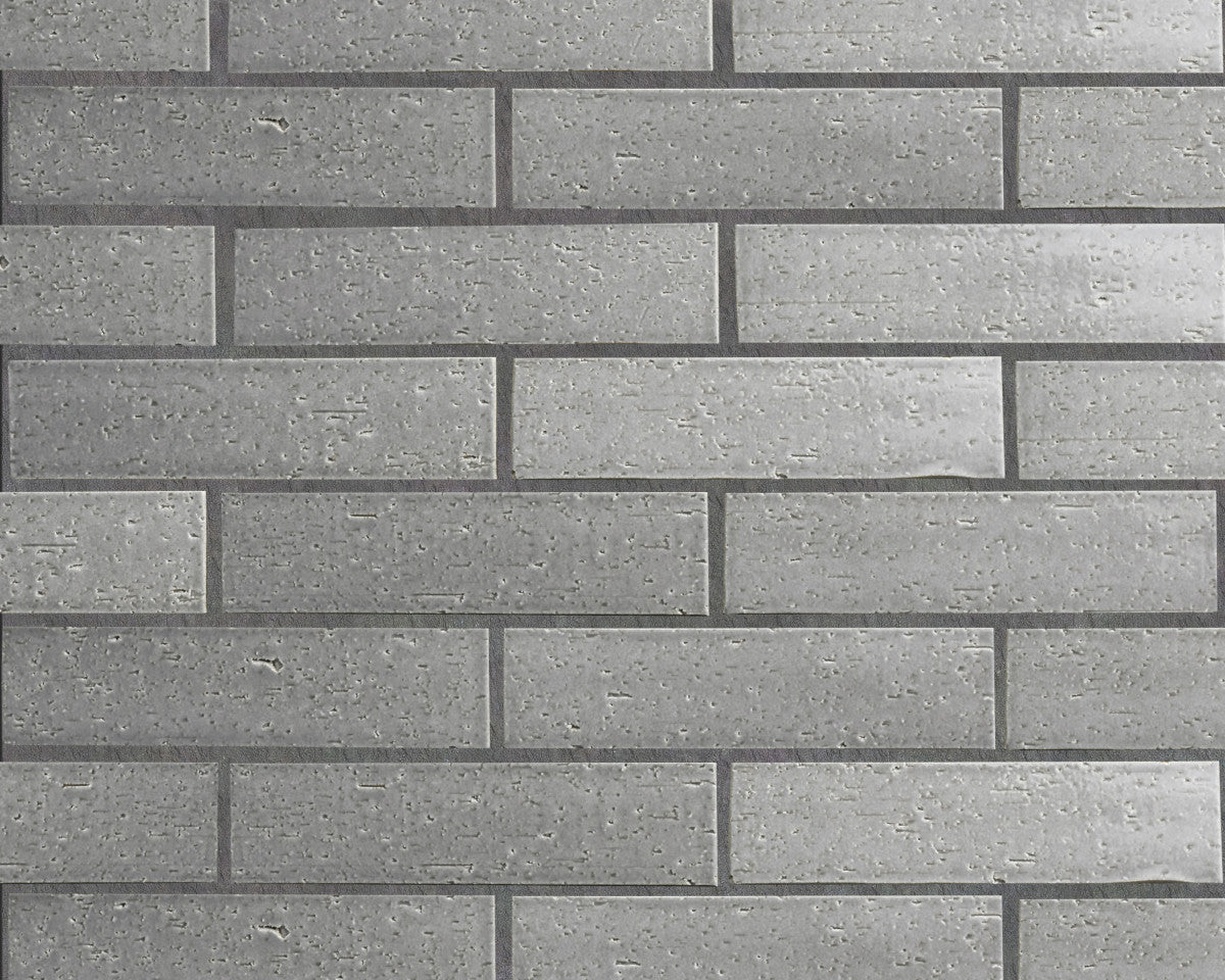 Modern farmhouse glazed brick subway gloss grey tile.