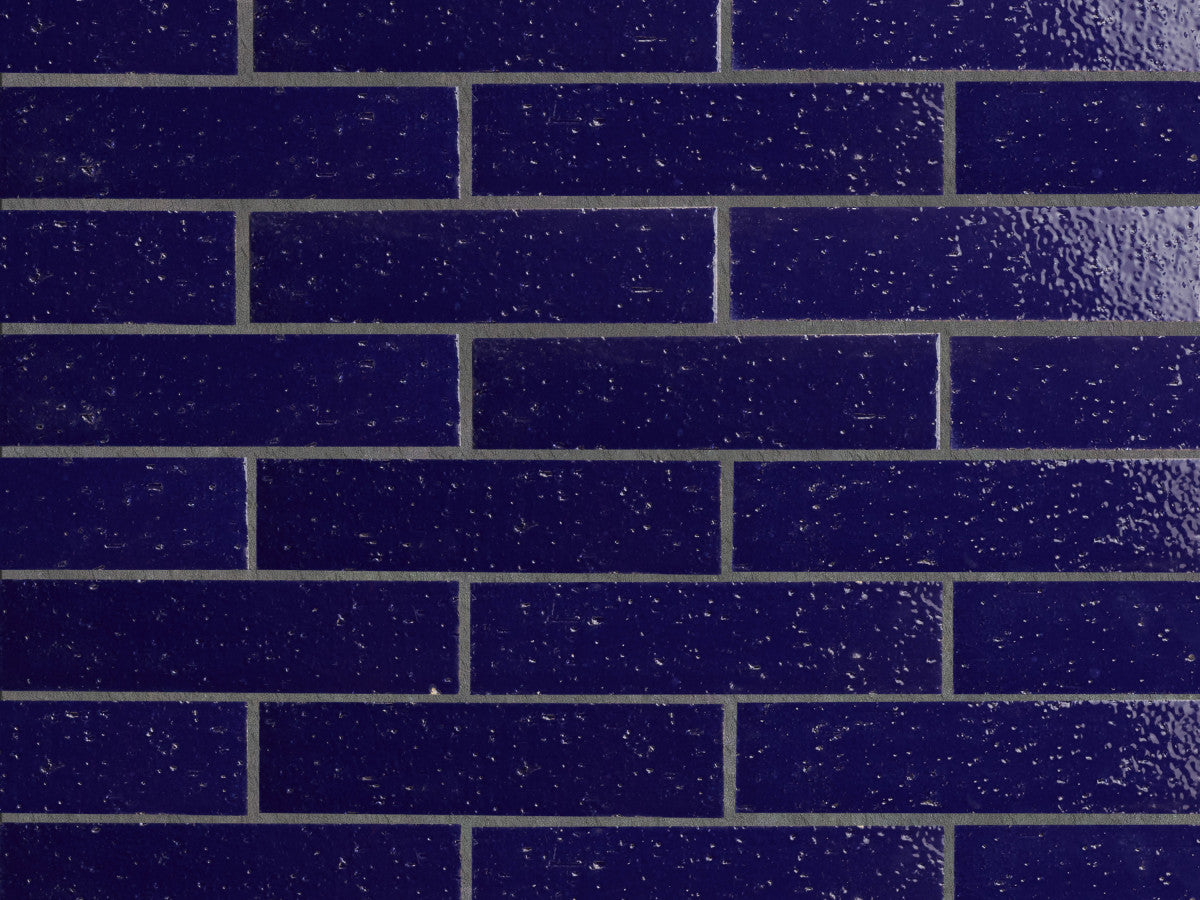 Modern farmhouse glazed brick royal blue gloss tile.