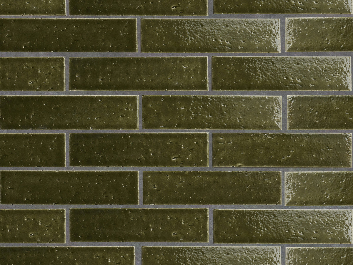 Modern farmhouse glazed brick deep green gloss tile.