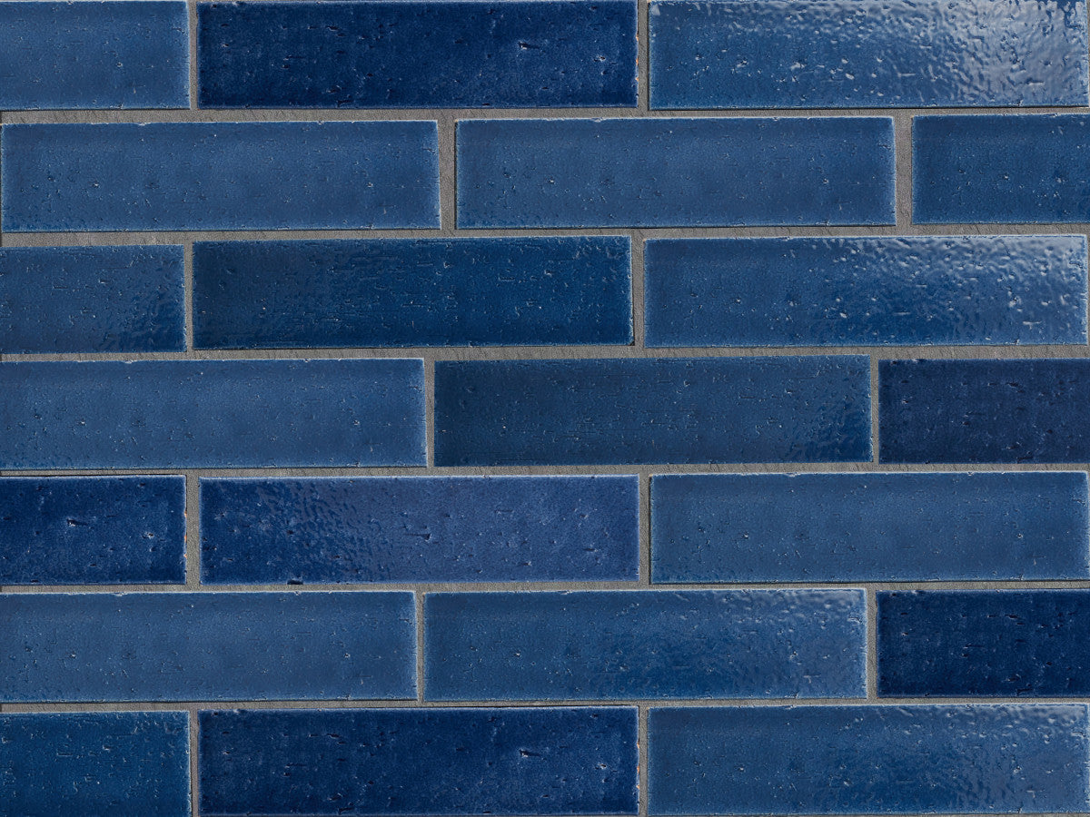 Modern farmhouse brick tile mariner blue gloss 9.5 x2.5.