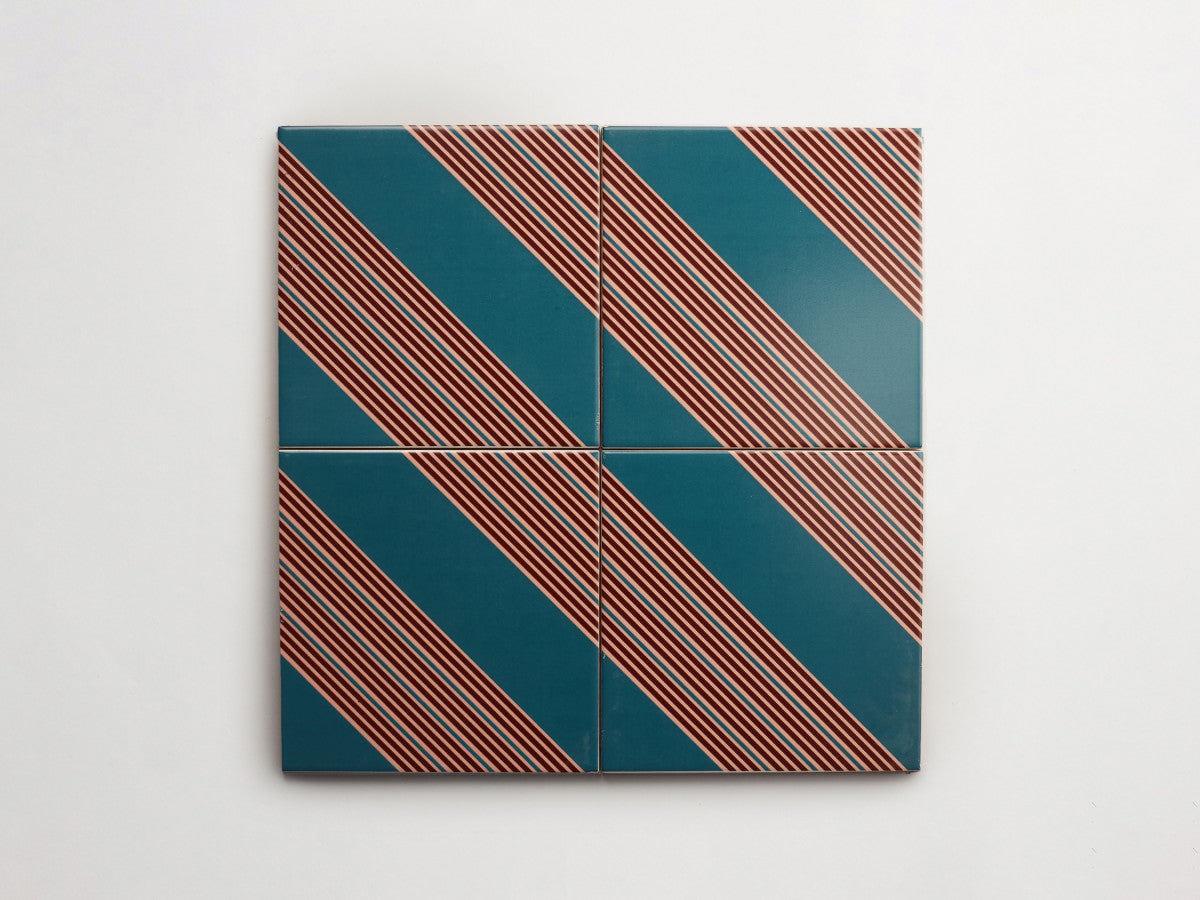 Italian designer ceramic tile Blue Stripes.