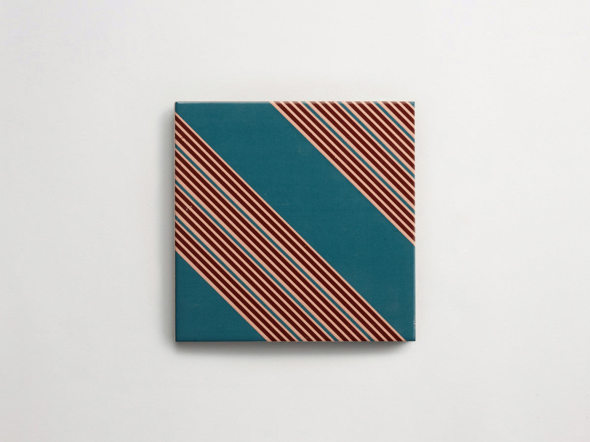 Italian designer ceramic tile Blue Stripes.