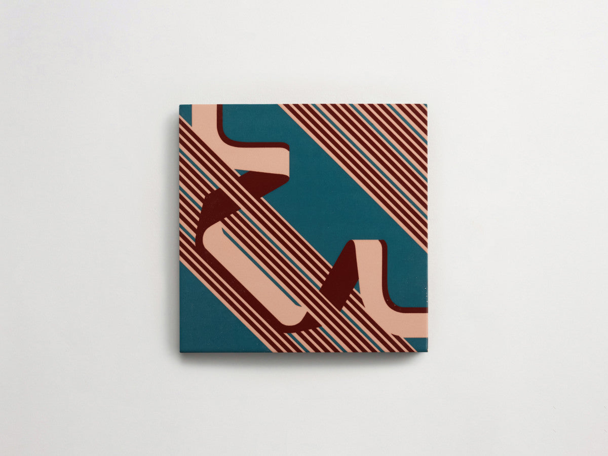Italian designer ceramic tile Blue Interwoven Stripe Combo.