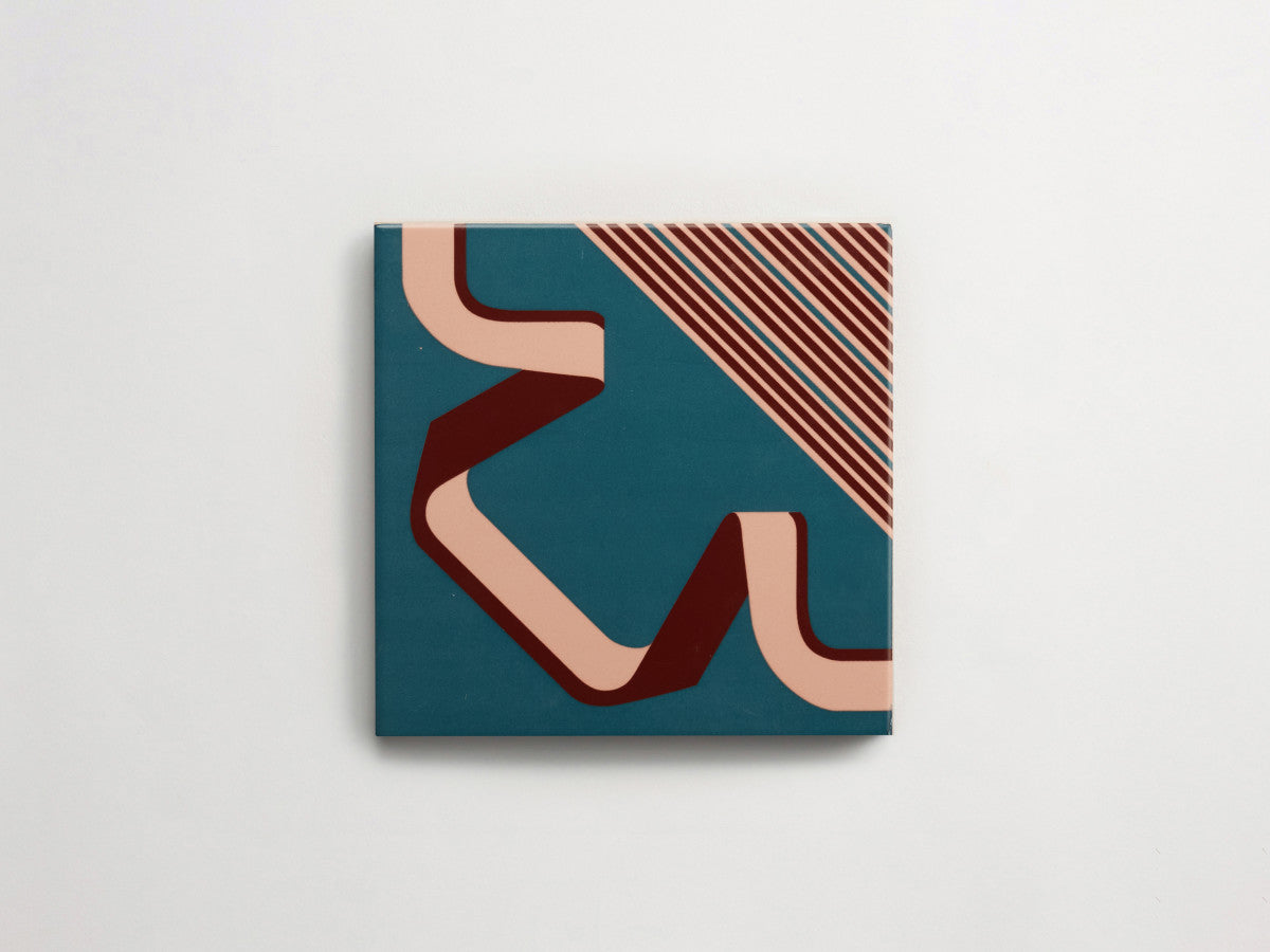 Italian designer ceramic tile Blue Stripe Combo.