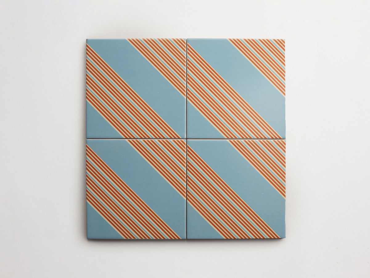 Italian designer ceramic tile Blue Stripes.