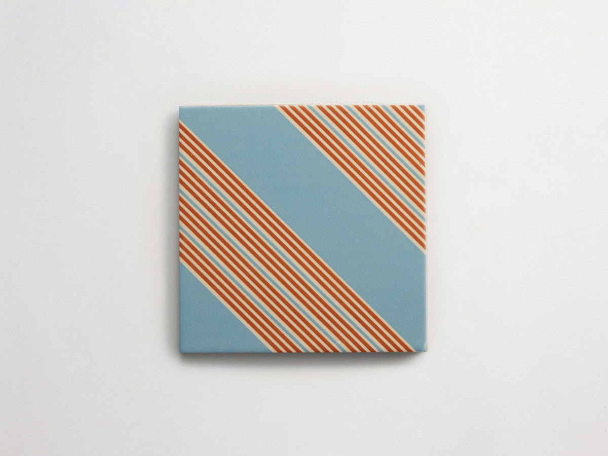 Italian designer ceramic tile Blue Stripes.