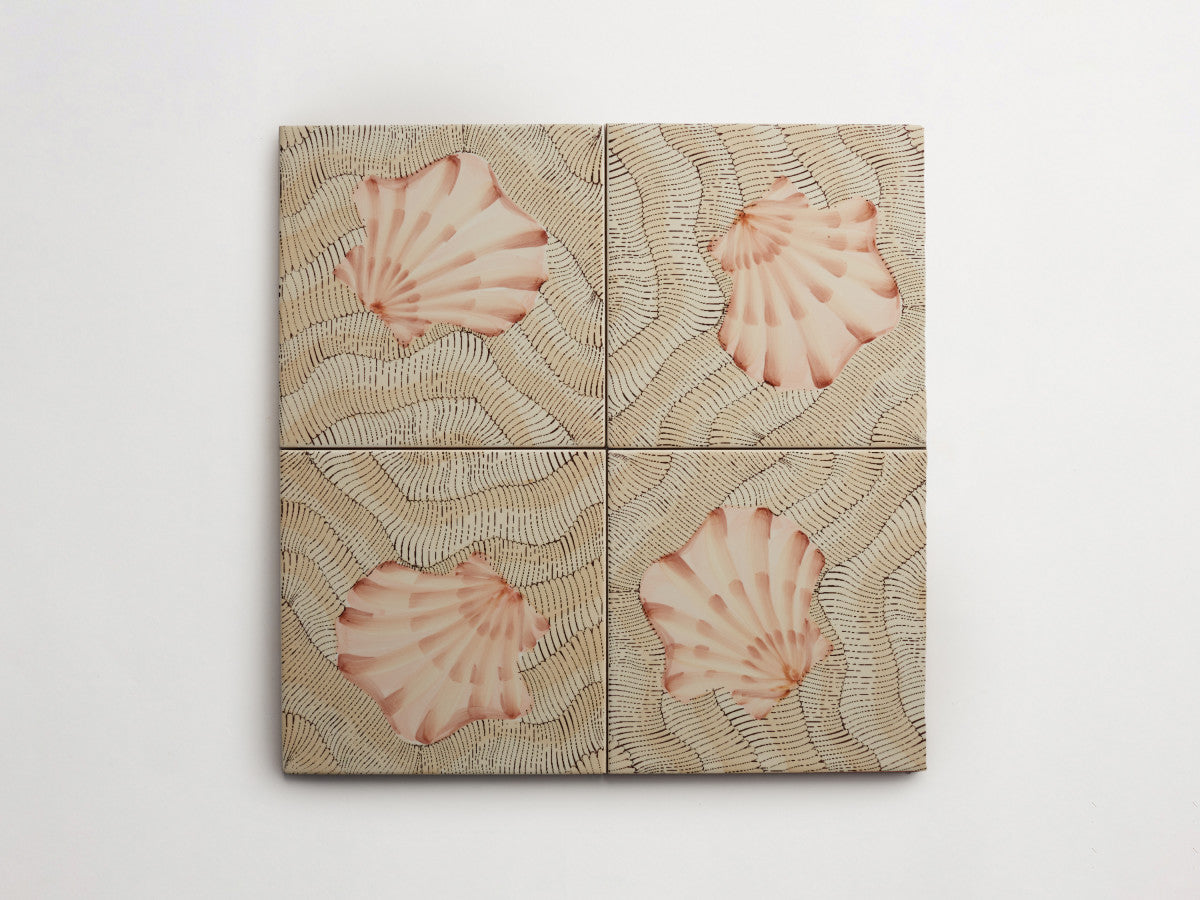 Italian designer ceramic tile Natural Seashell Motif 1.