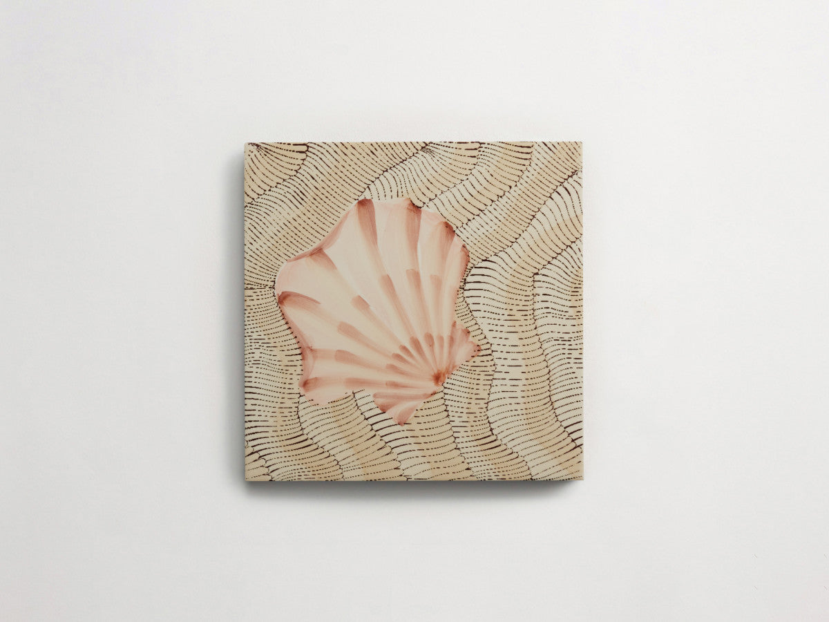 Italian designer ceramic tile Natural Seashell Motif 1.