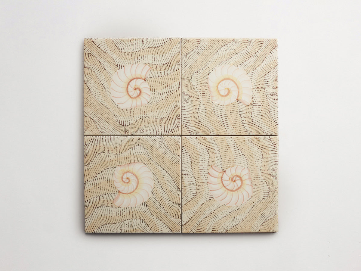 Italian designer ceramic tile Natural Seashell Motif 4.