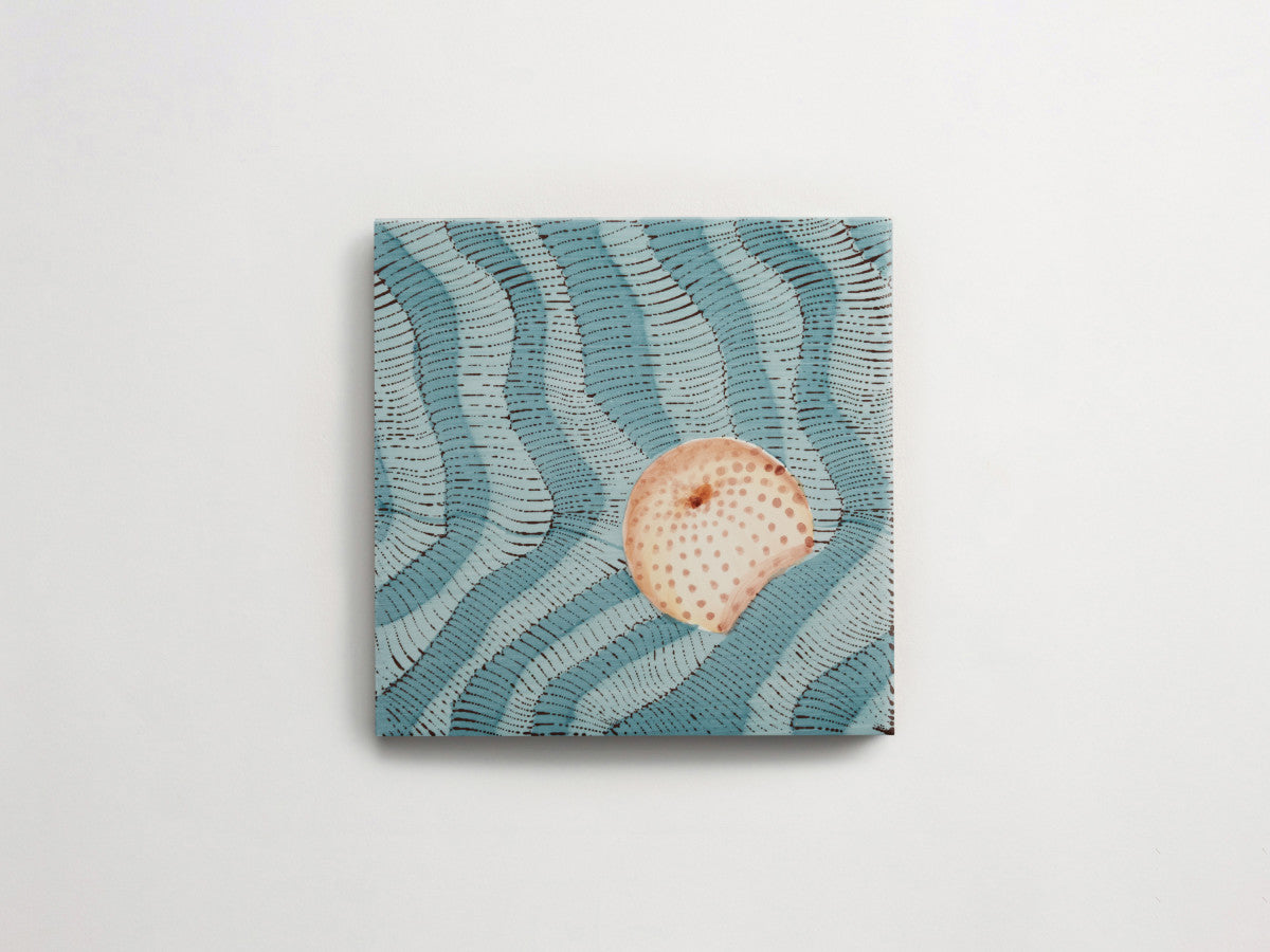 Italian designer ceramic tile Blue Seashell Motif 2.