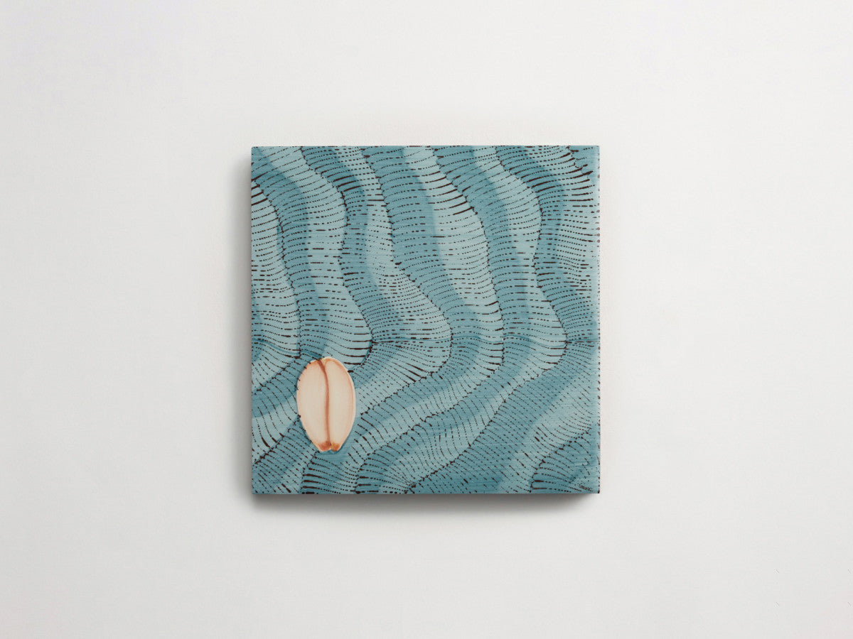 Italian designer ceramic tile Blue Seashell Motif 3.